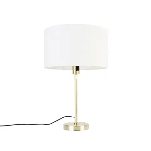 Stolné lampy Stolná lampa zlatá nastaviteľná s tienidlom bielym 35 cm - Parte