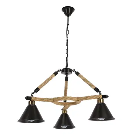 Stropná svetla Moderná závesná lampa Negru 3x40W E27 čierna farba do jedálne, obývačky