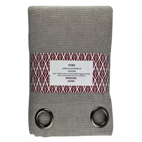 Závesy do spálne Záves Pure na priechodkách 135x250 šedá Merkury Home