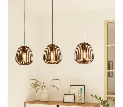 Svietidlá Eglo 901098 - Závesný luster na lanku ESPINAL 3xE27/40W/230V bronzový 901098