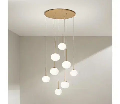 Svietidlá Ondaluce - Závesný luster na lankách JEWEL 8xE14/10W/230V priemer 70 cm zlatá/biela SO.JEWEL/8-ORO