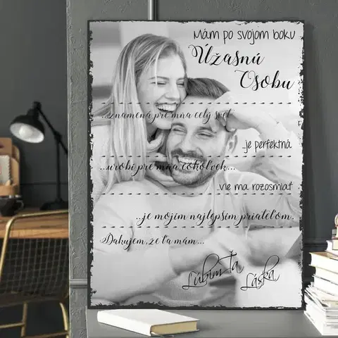 Tabuľky s venovaním (darčeky) Darčeky pre zamilovaných - Valentínska tabuľka s vlastnou fotkou