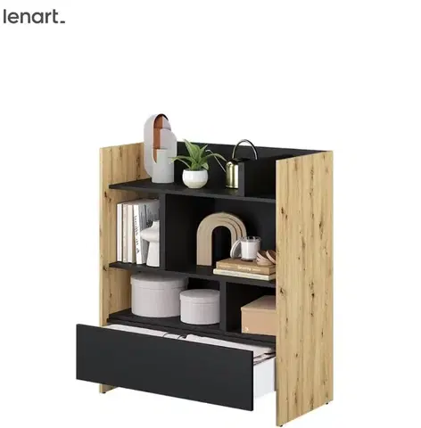 Nábytok Dig-net nábytok Regál Lenart BED CONCEPT BC-25 | dub artisan / čierna