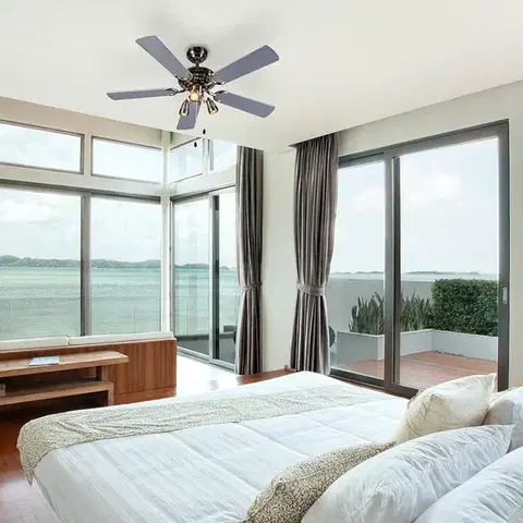Stropné ventilátory Stropný ventilátor oceľový 110 cm 3-svetelný s ťahacím káblom - Mistral