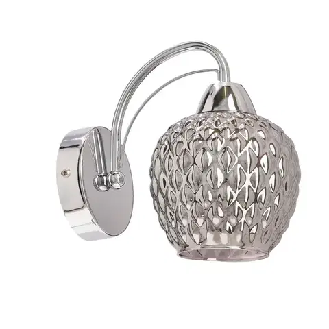 Nástenné svetlá Nástenná lampa TOBIAS chróm 1x40W E27 dymové tienidlo