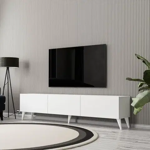 TV stolíky LION TV stolík na nožičkách, biela