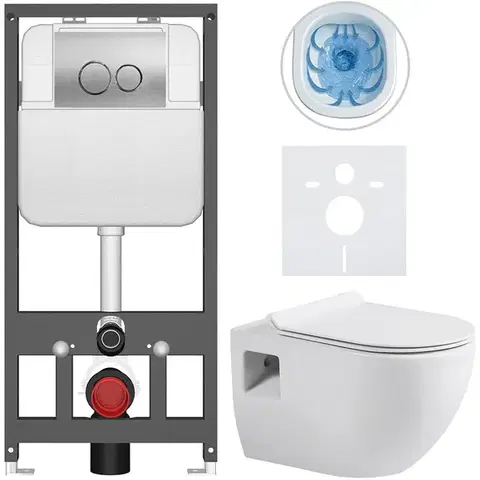 Záchody CERANO - Kompletný WC set Basic/Dure - biela lesklá - WC tlačidlo Dualo/Strieborná - závesné - predstenová inštalácia - 51x35 CER-8050BD85895