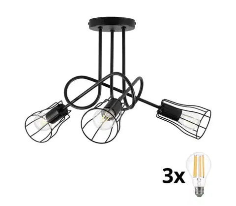 Svietidlá  Prisadený luster OXFORD 3xE27/15W/230V W-2016/3K BK/H