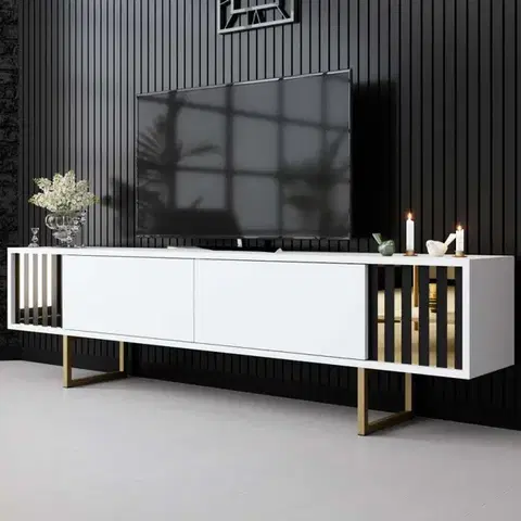 TV stolíky TV stolík Gold Line - White, Gold