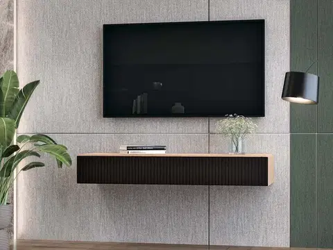 TV stolíky DUBLIN 1 závesný TV stolík, dub Raya / čierna