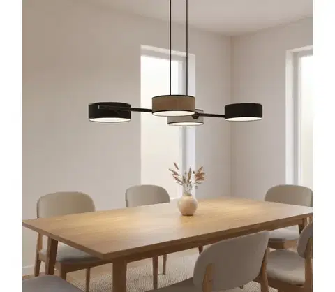 Svietidlá EMIBIG Závesný luster DRUMZ na lane 4xE14/10W/230V čierna/hnedá/sivá 1566/4