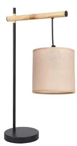 Stolové lampy Kombinovaná stolová lampa čierna 1x60W E27 béžové tienidlo