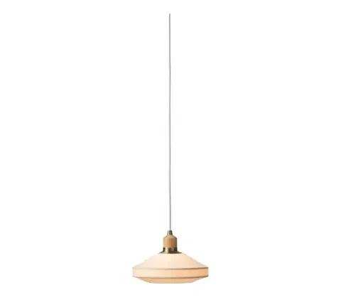 Svietidlá Halo Design 744091-Závesný luster PARIS na lankách 1xE14/40W/230V pr. 24 cm krém/mosadz/dub 744091