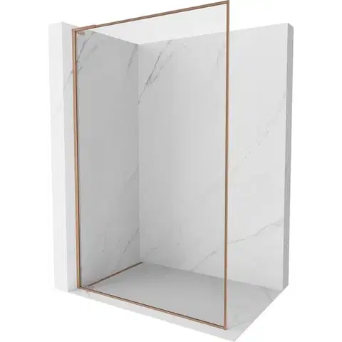 Sprchové dvere MEXEN/S - Kyoto-F L Sprchová zástena WALK-IN s rámom 55 x 202, transparent 8 mm, meď kartáčovaná 800-055-174-65-00