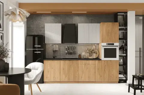 Kompletné kuchynské zostavy Artstolk Kuchynská linka SOFIA C | dub cremona/béžová 260 cm Prevedenie: s pracovnou doskou