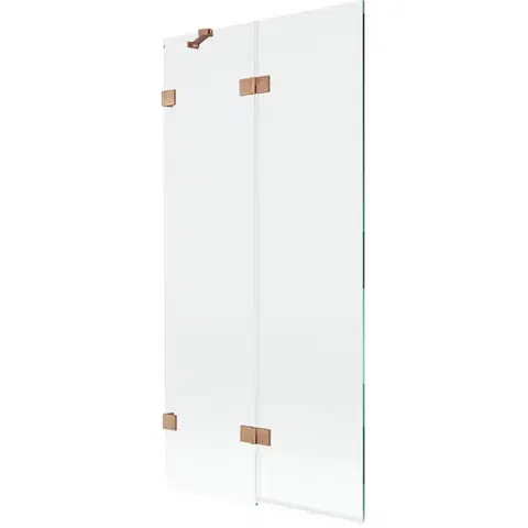 Sprchové dvere MEXEN/S - Lunar vaňová zástena 2-krídlová ľavá 90 x 150, transparent, meď kartáčovaná 897-090-100-65-00-L