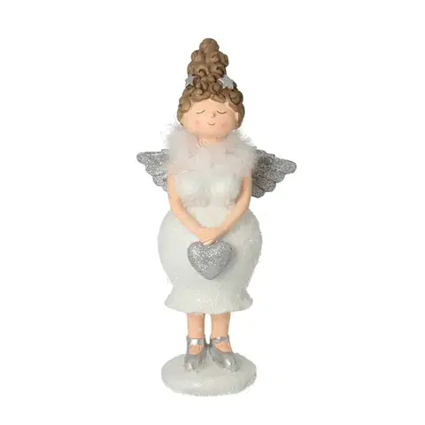 Vianočné dekorácie Figúrka Angel Heart 30 cm silver