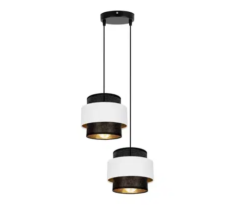 Svietidlá  Luster na lanku NESS 2xE27/60W/230V pr. 30 cm čierna/biela 0898