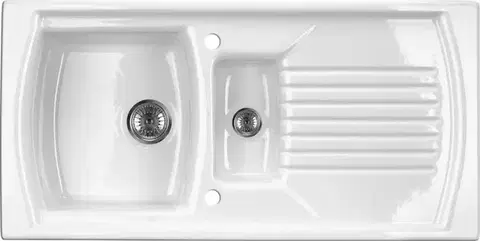 Kuchynské drezy DEANTE DEANTE - Lusitano biela - Keramický drez, 1.5 - bowl s odkvapkávačom ZCL_651N