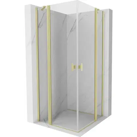Sprchovacie kúty MEXEN/S - Mist Duo sprchovací kút dvere krídlové 115 x 115, transparent, zlato kartáčovaná 8A4-115-115-55-00