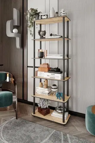 Knižnice Knižnica Bookcase 6 Rect - Oak