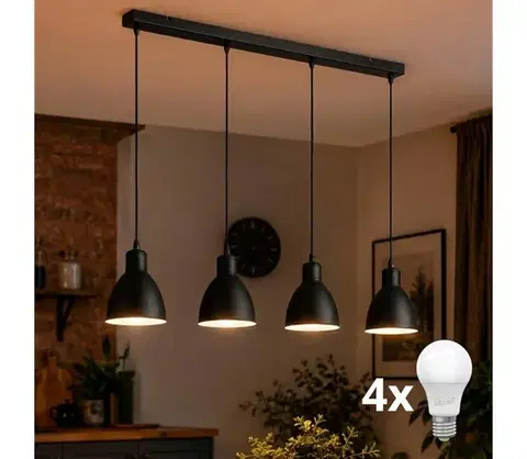 Svietidlá BRILAGI - LED luster na lanku RIDDY 4xE27/60W/230V čierny 8590828039204