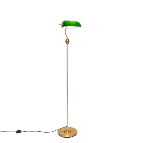 Stojace lampy Inteligentná bankárska stojaca lampa bronzová so zeleným sklom vrátane WiFi A60