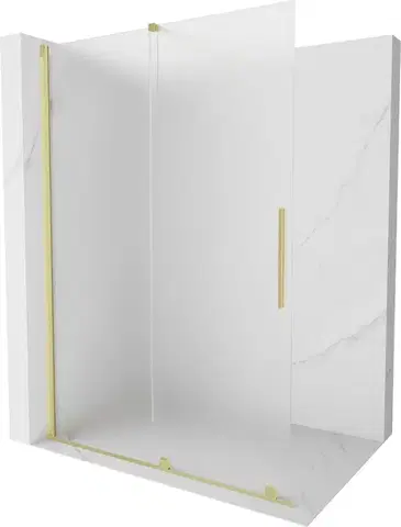 Sprchové dvere MEXEN/S - Velar Sprchová zástena posuvná Walk-in 150 x 200, dekor 8 mm, zlato kefovaná 871-150-000-33-55