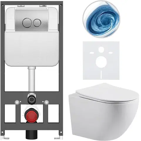 Záchody CERANO - Kompletný WC set Basic/Cesso - biela lesklá - WC tlačidlo Dualo/Strieborná - závesné - predstenová inštalácia - 49x36 CER-8050BD85983