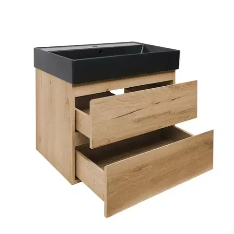 Kúpeľňový nábytok Kúpeľňová skrinka 2 zásuvková s umývadlom SAT B-Way 79x50x45 cm dub mat BWAY280OAKU2BB BWAY280OAKU2BB