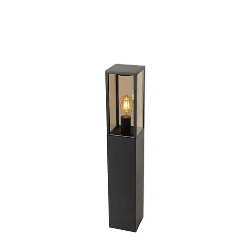 Zahradne stlpove lampy Stojaca vonkajšia lampa čierna s dymovým sklom 80 cm IP44 - Charlois