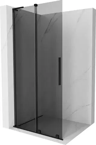 Sprchové dvere MEXEN/S - Velar L Sprchová zástena posuvná Walk-in 110 x 200, grafit 8 mm, čierna 871-110-003-43-70