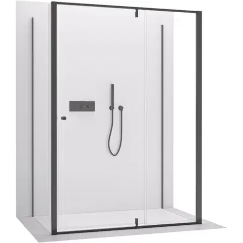 Sprchovacie kúty CERANO - Trojstenný sprchovací kút Santini UL/P - 6 mm - čierna matná, transparentné sklo - 120x100x195 - pivotový CER-8050BD7874