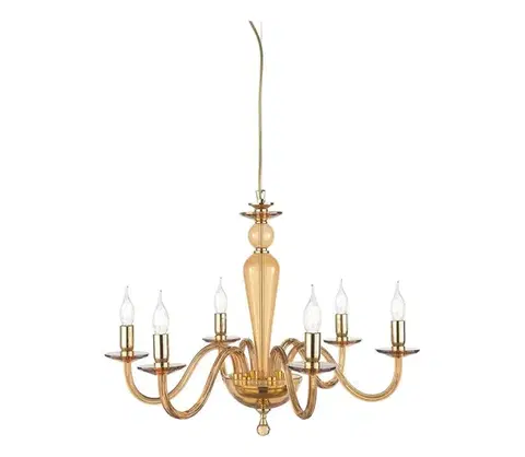 Svietidlá Ondaluce - Luster na lanku PAGANINI 6xE14/10W/230V priemer 70 cm zlatá/dymová béžová LP.PAGAN/6-AMB