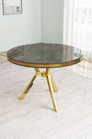 Jedálenské stoly Jedálenský stôl Mos - Anthracite, Gold