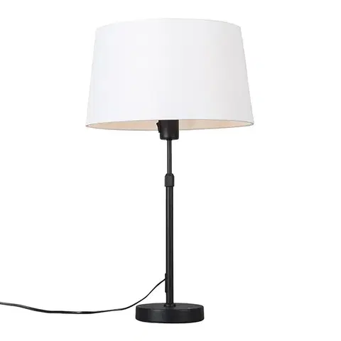 Stolné lampy Stolná lampa čierna s tienidlom bielym 35 cm nastaviteľná - Parte