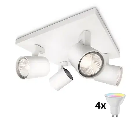 Svietidlá Philips - LED RGBW stmievateľné bodové svietidlo RUNNER 4xGU10/6,5W/230V biele P1269+4xAI0589