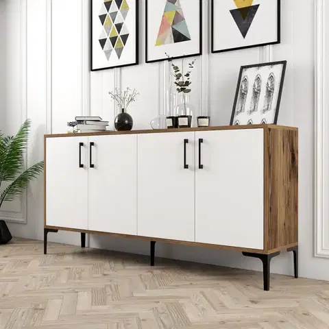 Komody Konzolový stolík Kiev 160 - Walnut, White