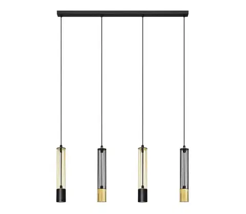 Svietidlá  LED Luster na lanku BARS 4xGU10/4,8W/230V čierna/zlatá W-L 1115/4 BK+GO MIX