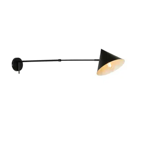 Nástenné osvetlenie Dizajnová nástenná lampa čierna nastaviteľná - Triangolo