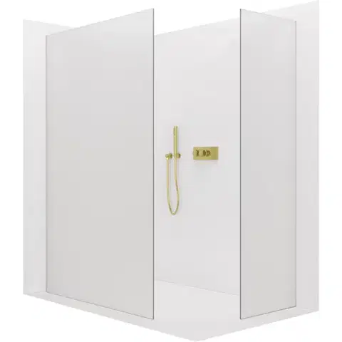 Sprchové dvere CERANO - Sprchová zástena Walk-in Crystal TL/P - 8 mm - bezvzperový systém - zlatá, mliečne sklo - 110x80x200 CER-8050BD5765
