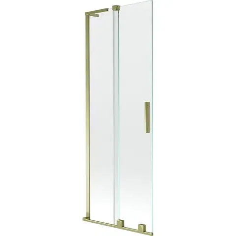 Sprchové dvere MEXEN/S - Velar L dvojkrídlová posuvná vaňová zástena 75 x 150, transparent, zlatá 896-075-003-01-50
