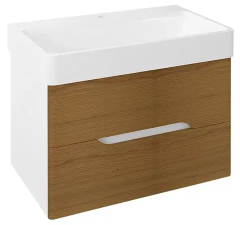 Kúpeľňový nábytok SAPHO - MEDIENA umývadlová skrinka 76x51x48,5cm, biela matná/dub natural MD082