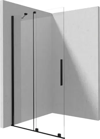 Sprchovacie kúty DEANTE - Sprchová stena Prizma čierna, walk-in, 140 cm - posuvná KTJ_N34R