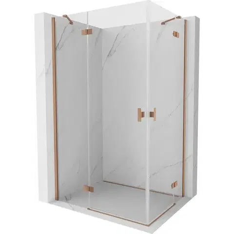 Sprchovacie kúty MEXEN/S - Mist H Duo sprchovací kút dvere krídlové 95 x 90, transparent, meď kartáčovaná 8A5-095L-090P-65-00