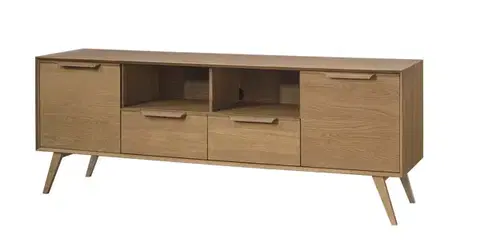 TV stolíky LEA 25 široká policová komoda, dub rustikálny