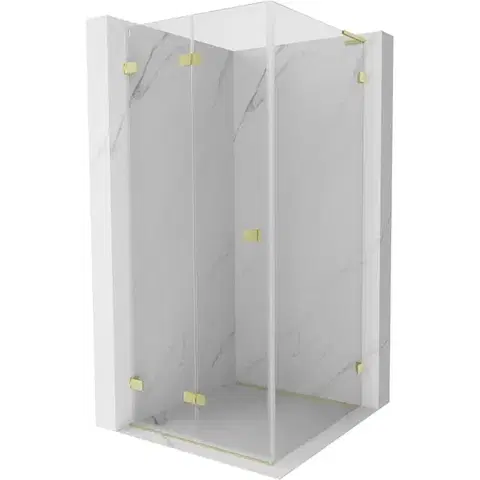 Sprchovacie kúty MEXEN/S - Lunar-F L sprchový kút skladacie dvere ľavá 100 x 100, transparent, zlato kartáčovaná 836L-100-100-55-00-L