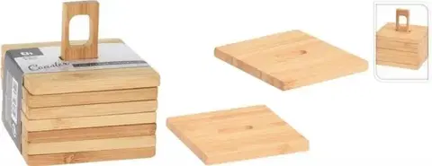 Obrusy Kinekus Podložka pod poháre bambus, sada 6 kusov s stojane