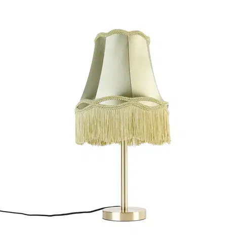 Stolné lampy Klasická stolná lampa mosadz s tienidlom Granny zelená 30 cm - Simplo