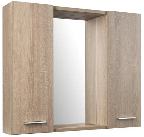 Kúpeľňový nábytok AQUALINE - ZOJA/KERAMIA FRESH STRIP galérka s LED osvetlením, 70x60x14cm, dub platin 45029S
